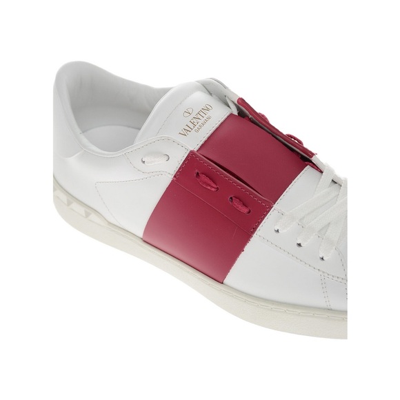 VALENTINO WHITE AND RED VALENTINO GARAVANI ROCKSTUD OPEN SNEAKERS - Picture 5 of 5